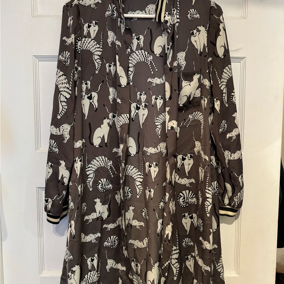 ZARA CAT PRINT BLOUSE DRESS - Picture 2 of 5